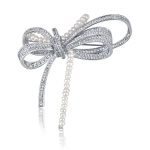 JwL Luxury Pearls Luxusná dámska brošňa s perličkami 2v1 Mašľa JL0666 JwL Luxury Pearls Luxusná dámska brošňa s perličkami 2v1 Mašľa JL0666