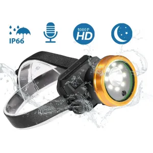 Čelovka na hlavu vodeodolná s vysokosvietivými LED + kamera Full HD Čelovka na hlavu vodeodolná s vysokosvietivými LED + kamera Full HD
