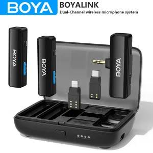 Multifunkčný duálny bezdrôtový mikrofónový systém pre mobily (Lighting, USB-C, 3,5mm jack) - BOYALINK Multifunkčný duálny bezdrôtový mikrofónový systém pre mobily (Lighting, USB-C, 3,5mm jack) - BOYALINK
