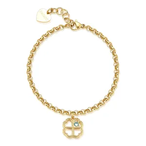 S%27Agapõ Pôvabný pozlátený náramok Štvorlístok Lucky Light SKT46 S%27Agapõ Pôvabný pozlátený náramok Štvorlístok Lucky Light SKT46