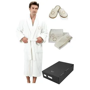 Soft Cotton Pánsky župan Sehzade v darčekovom balení + uterák + papuče 42/44, smotanový, XXL Soft Cotton Pánsky župan Sehzade v darčekovom balení + uterák + papuče 42/44, smotanový, XXL