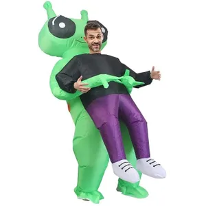 Nafukovací kostým - Mimozemšťan zelený (Oblek) maskot Alien s ventilátorom Nafukovací kostým - Mimozemšťan zelený (Oblek) maskot Alien s ventilátorom