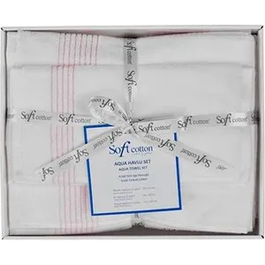 Soft Cotton darčeková súprava uterákov a osušky Aqua, 5 ks, biela/ružová Soft Cotton darčeková súprava uterákov a osušky Aqua, 5 ks, biela/ružová