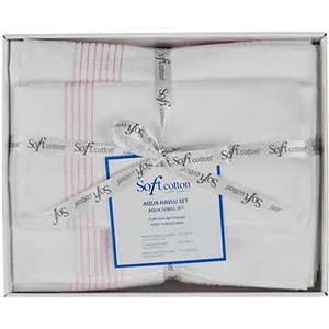 Soft Cotton darčeková súprava uterákov a osušky Aqua, 5 ks, biela/ružová Soft Cotton darčeková súprava uterákov a osušky Aqua, 5 ks, biela/ružová