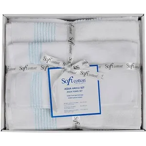 Soft Cotton darčeková súprava uterákov a osušky Aqua, 5 ks, biela/tyrkysová Soft Cotton darčeková súprava uterákov a osušky Aqua, 5 ks, biela/tyrkysová