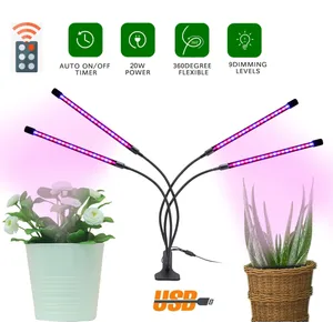 Svetlo pre rastliny LED 36W (4x9W) 4 hlavy husí krk + diaľkové ovládanie Svetlo pre rastliny LED 36W (4x9W) 4 hlavy husí krk + diaľkové ovládanie