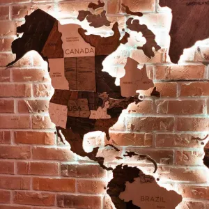 3D mapa sveta na stenu - odtiene dreva s RGB LED podsvietením - rozmer 150cm x 90cm 3D mapa sveta na stenu - odtiene dreva s RGB LED podsvietením - rozmer 150cm x 90cm