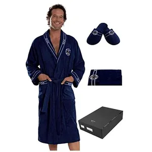 Soft Cotton Pánsky župan Marine Man v darčekovom balení + uterák + papuče 42/44, tmavomodrý, XL Soft Cotton Pánsky župan Marine Man v darčekovom balení + uterák + papuče 42/44, tmavomodrý, XL